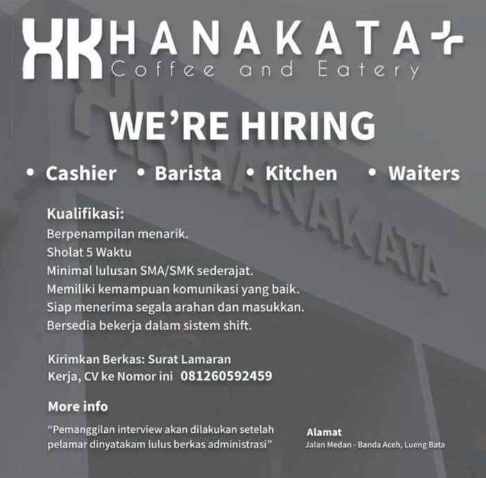 Lowongan kerja banda aceh 2024