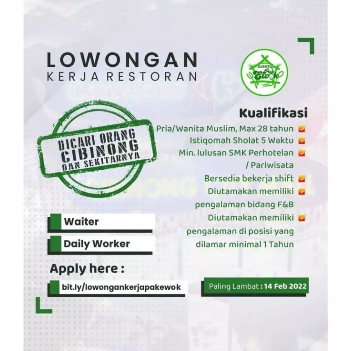 Lowongan kerja jaga toko di cikarang gaji harian