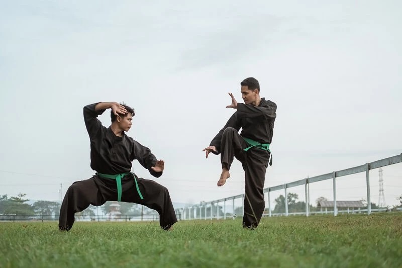 Silat pencak dasar tendangan kaki bahu hentakan telapak yaitu lurus sejajar