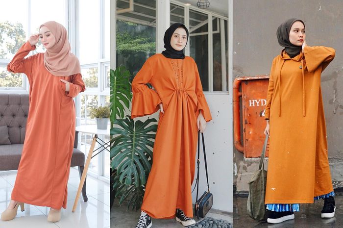 Baju orange cocok dengan jilbab warna apa