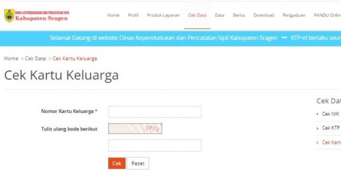 Nomor induk kependudukan kartu keluarga online