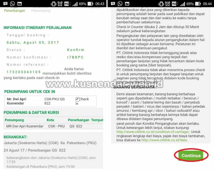 Cara check in online citilink
