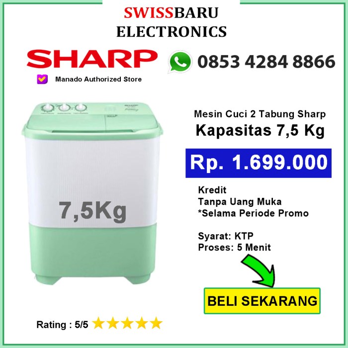 Harga mesin cuci sharp 2 tabung 9 kg