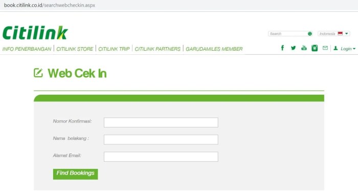 Cara check in online citilink