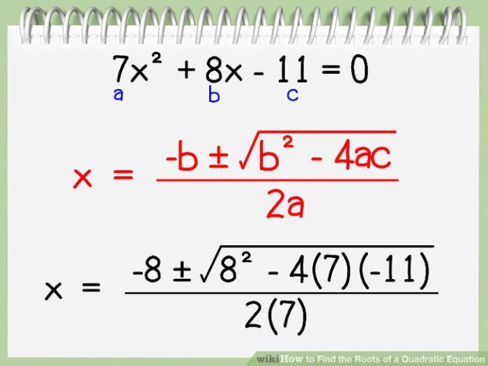 Roots quadratic equation given form math