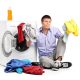 Laundry doing man confused young washing machine seated consumers divorce equipment iso where do machines outsmarted being their chores marriages