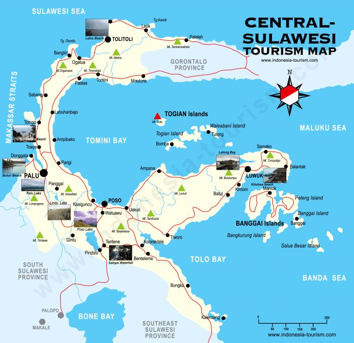 Indonesia sulawesi central map island togean tourism google peta tengah unforgettable vacation experience celebes tourist