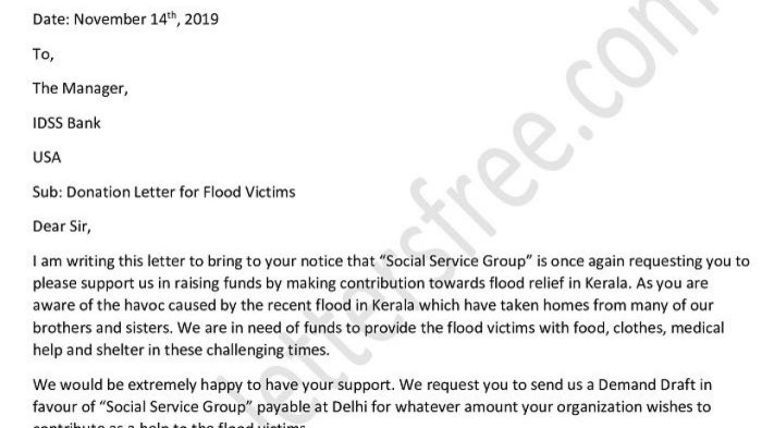 Surat resmi permohonan bantuan korban banjir