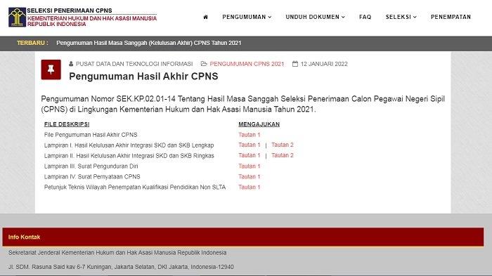 Pengumuman cpns kemenkumham