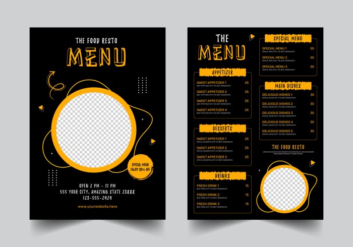 Contoh desain daftar menu unik