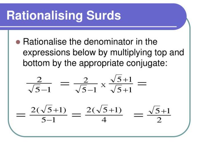 Surds rationalising