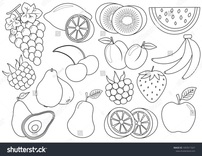 Gambar buah buahan untuk diwarnai