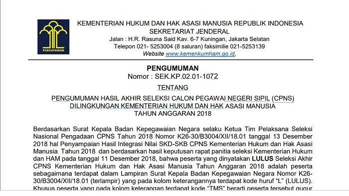 Persyaratan cpns kemenkumham