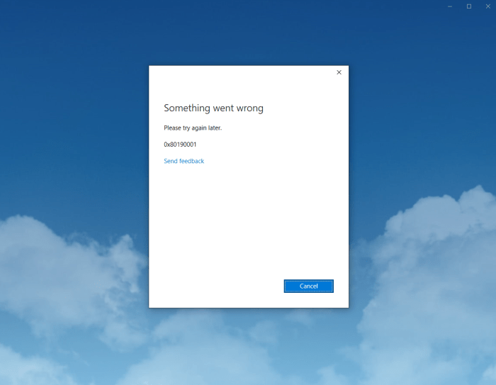 Error microsoft occurred try again build please thread later locked helpful cannot vote question follow reply but can