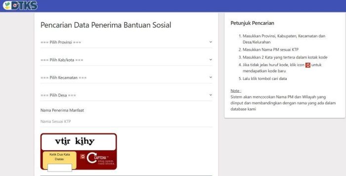 Proses pengecekan penerima BLT BBM di cekbansos Kemensos untuk bulan September