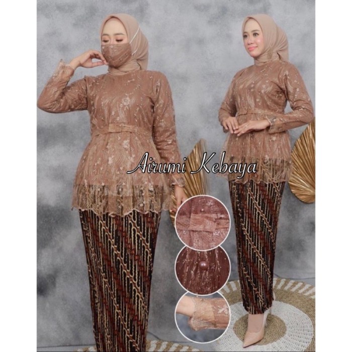 Kebaya brokat hijab wisuda muslim baju terbaru pelangi dian gamis kekinian kondangan stylish atasan wanita modifikasi abu trendi panjang biru