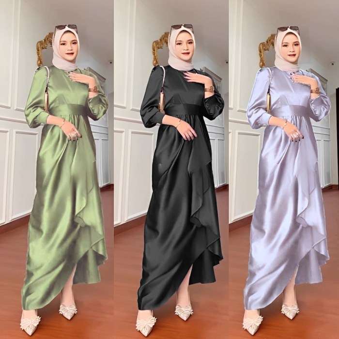 Model baju gamis polos modern terbaru