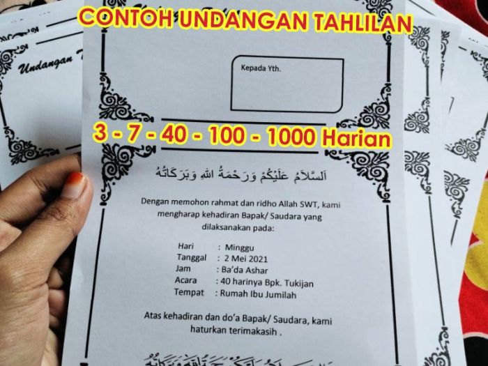 Contoh undangan tahlil