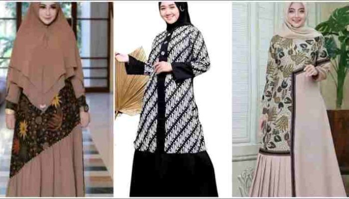 Contoh Gamis Batik Kombinasi Polos Tren dan Inspirasi