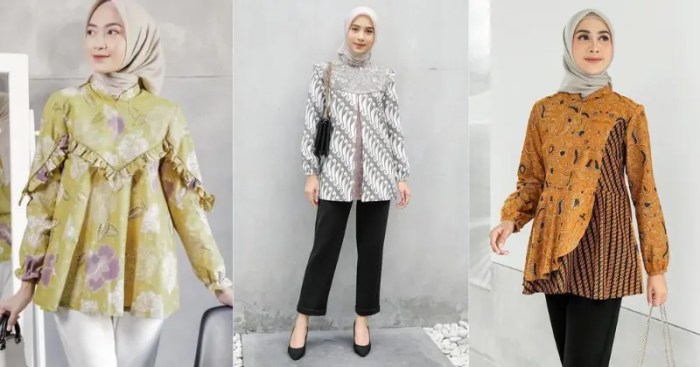 Model baju kerja wanita polos kombinasi batik