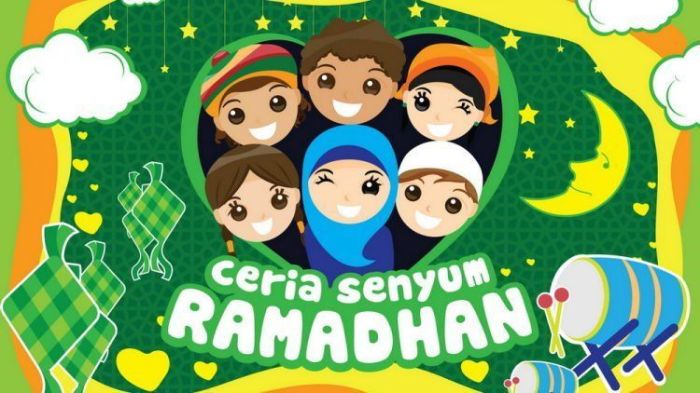 Poster Ramadhan Anak SD dengan Tulisan Arab dan Tema Islami