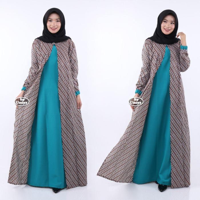 Batik gamis baju kombinasi elegan desain wanita kekinian remaja juwitala puzl jubah pesta papan pilih