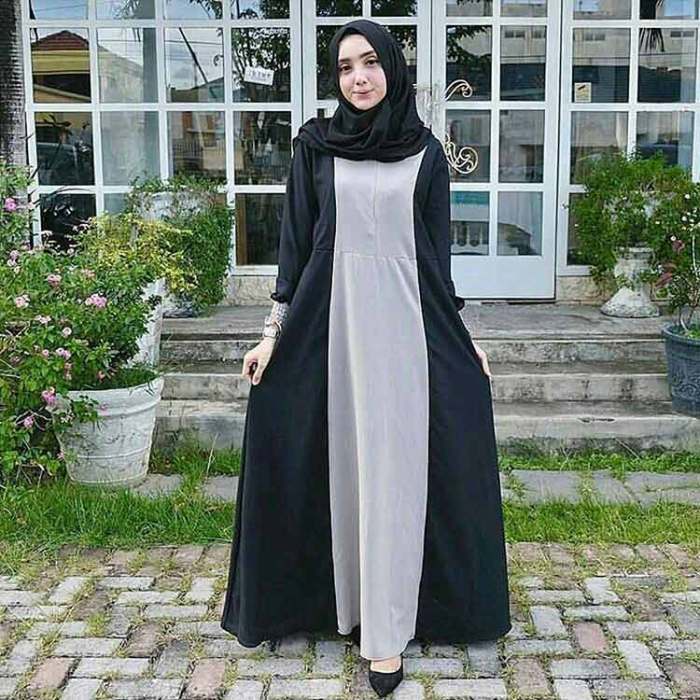 Model baju gamis polos modern terbaru