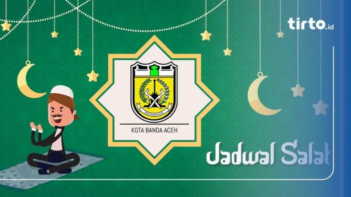 Jadwal lengkap sholat lima waktu di Banda Aceh hari ini