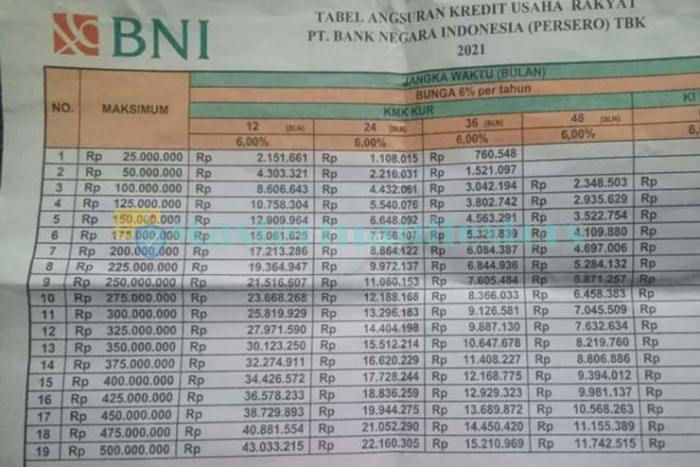 Pinjaman bri tabel idekredit kredit