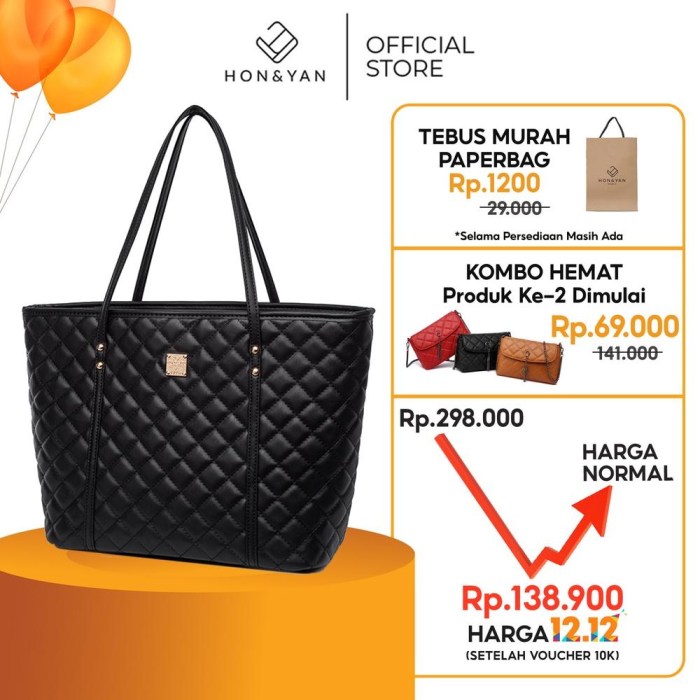 Lazada Tas Totebag Risleting Import Honyan