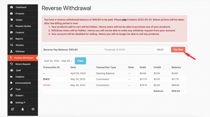 Apakah WPONE membayar langsung hari ini setelah request WD?
