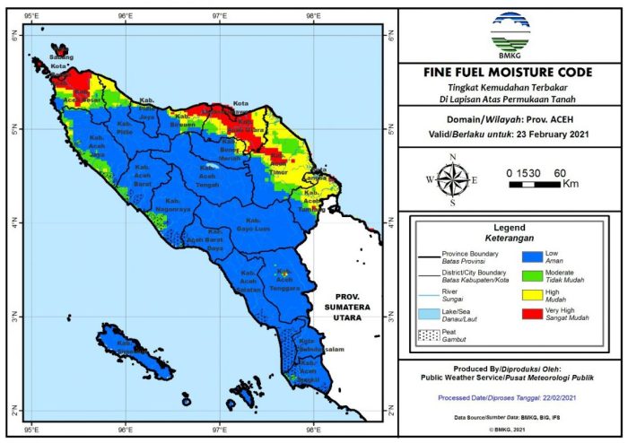 Peta rawan banjir Aceh Barat Selatan BMKG 15 Maret