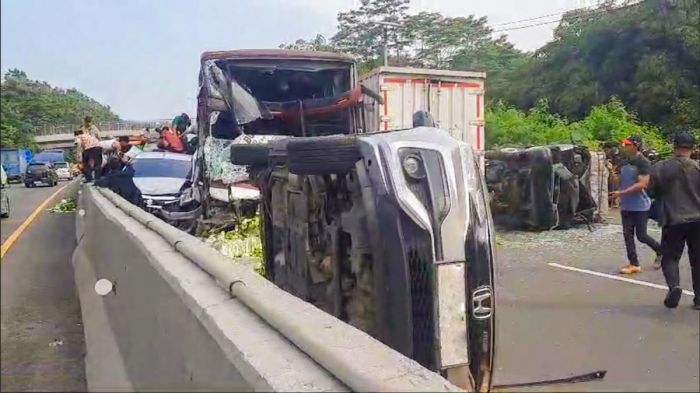 Kecepatan bus saat kecelakaan di tol kapal betung