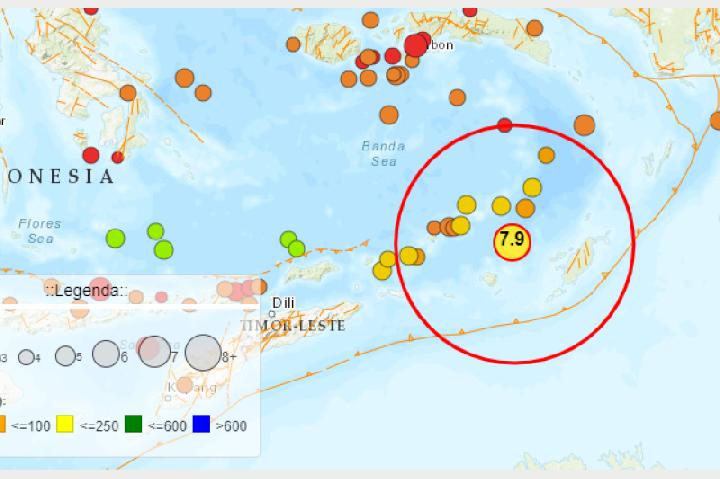 Aktivitas gempa susulan di wilayah maluku barat daya