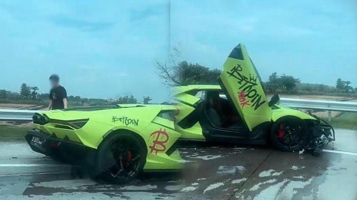 Mobil lamborghini bitcoin kecelakaan tol mojokerto jombang