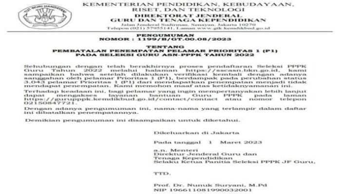 Pembatalan PPPK Tahap 2 Informasi Lengkap dari BKN