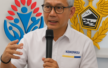 Ilustrasi simbolis ASOKA Bhuti Cakara di Bea Cukai, menggambarkan kepengurusan yang didominasi jejaring lama, kritik terhadap kepemimpinan Ayu Sukorini, dan isu feodalisme birokrasi.