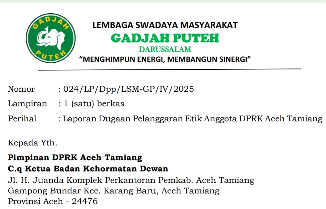 Foto ilustrasi Gadjah Puteh melaporkan oknum DPRK Aceh Tamiang ke Badan Kehormatan, menyoroti kriminalisasi kritik rakyat dengan UU ITE dan kejanggalan laporan polisi yang menyebut pekerjaan mengurus rumah tangga.