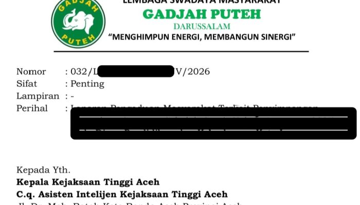 Gadjah Puteh Laporkan Dugaan Penyimpangan Pengadaan Seragam Sekolah Gratis 5,2 Miliar ke Kejati Aceh