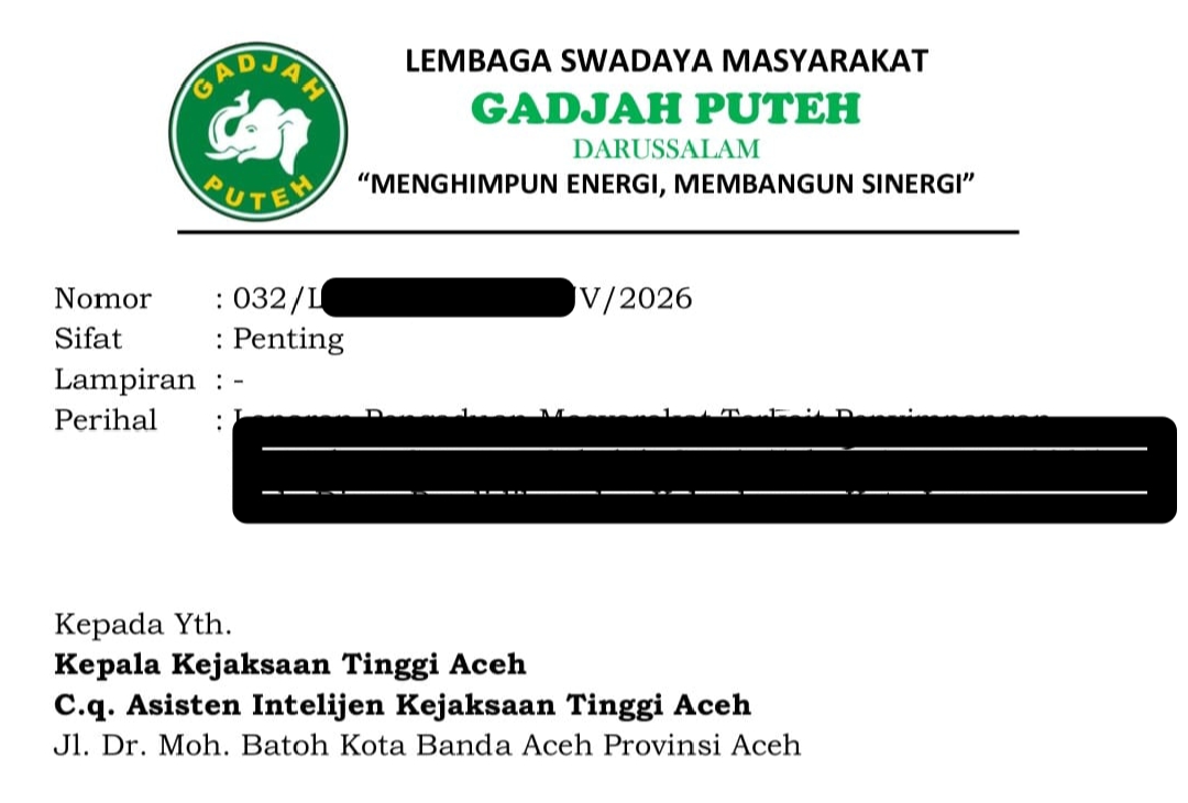 LSM Gadjah Puteh Darussalam menyerahkan laporan dugaan penyimpangan pengadaan seragam sekolah gratis senilai Rp5,2 miliar Pemerintah Kota Langsa Tahun Anggaran 2025 kepada Kejaksaan Tinggi Aceh di Banda Aceh.