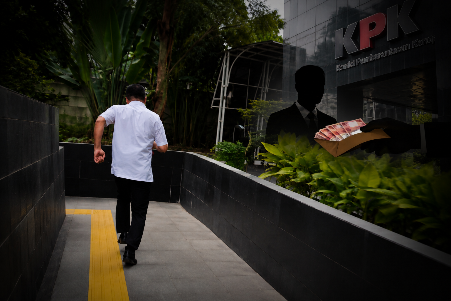 Pegawai fungsional madya Direktorat Jenderal Bea dan Cukai, Ahmad Dedi, tampak bergegas meninggalkan area Gedung Merah Putih KPK usai menjalani pemeriksaan. Momen tersebut terjadi saat sejumlah wartawan berupaya meminta keterangan terkait perkembangan kasus dugaan suap importasi barang yang menyeret nama sejumlah pejabat Bea Cukai.