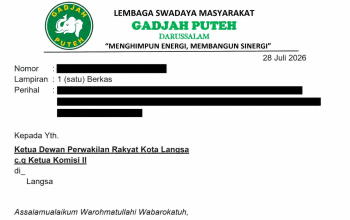 Gadjah Puteh menyerahkan surat kepada DPRK Langsa untuk meminta pembahasan mutasi ASN melalui Rapat Dengar Pendapat (RDP).