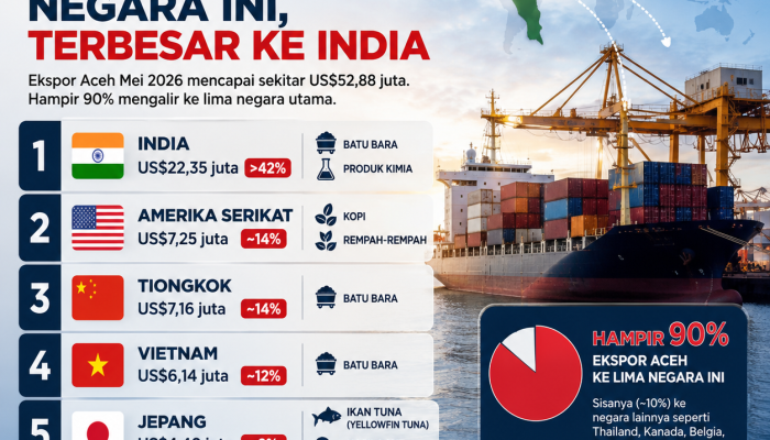 Hampir 90 Persen Produk Aceh Diekspor ke Lima Negara Ini, Terbesar ke India