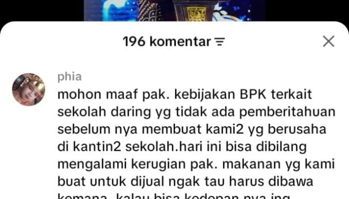 Pedagang Kantin Sekolah Keluhkan Kerugian Akibat Kebijakan Daring Mendadak, Jawaban Wali Kota Langsa di TikTok Nyeleneh