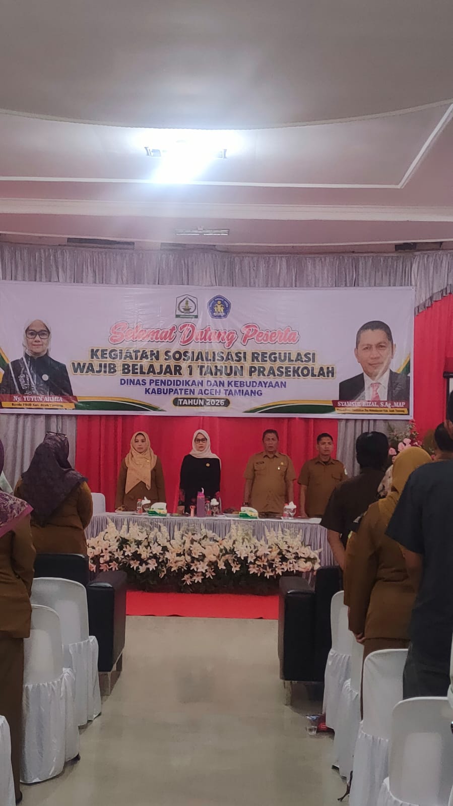 Disdikbud Aceh Tamiang menggelar sosialisasi regulasi wajib belajar satu tahun prasekolah tahun 2026 bersama Bunda PAUD dan tenaga pendidik.
