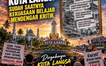 Ilustrasi HUT ke-25 Kota Langsa dengan kritik LSM Gadjah Puteh terhadap tata kelola pemerintahan, pembangunan, kesejahteraan rakyat, dan pentingnya pemimpin mendengar kritik masyarakat.